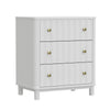 Aya 34" Small 3 Drawer Dresser, Scalloped Front, White Wood by Casagear Home