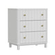 Aya 34" Small 3 Drawer Dresser, Scalloped Front, White Wood by Casagear Home