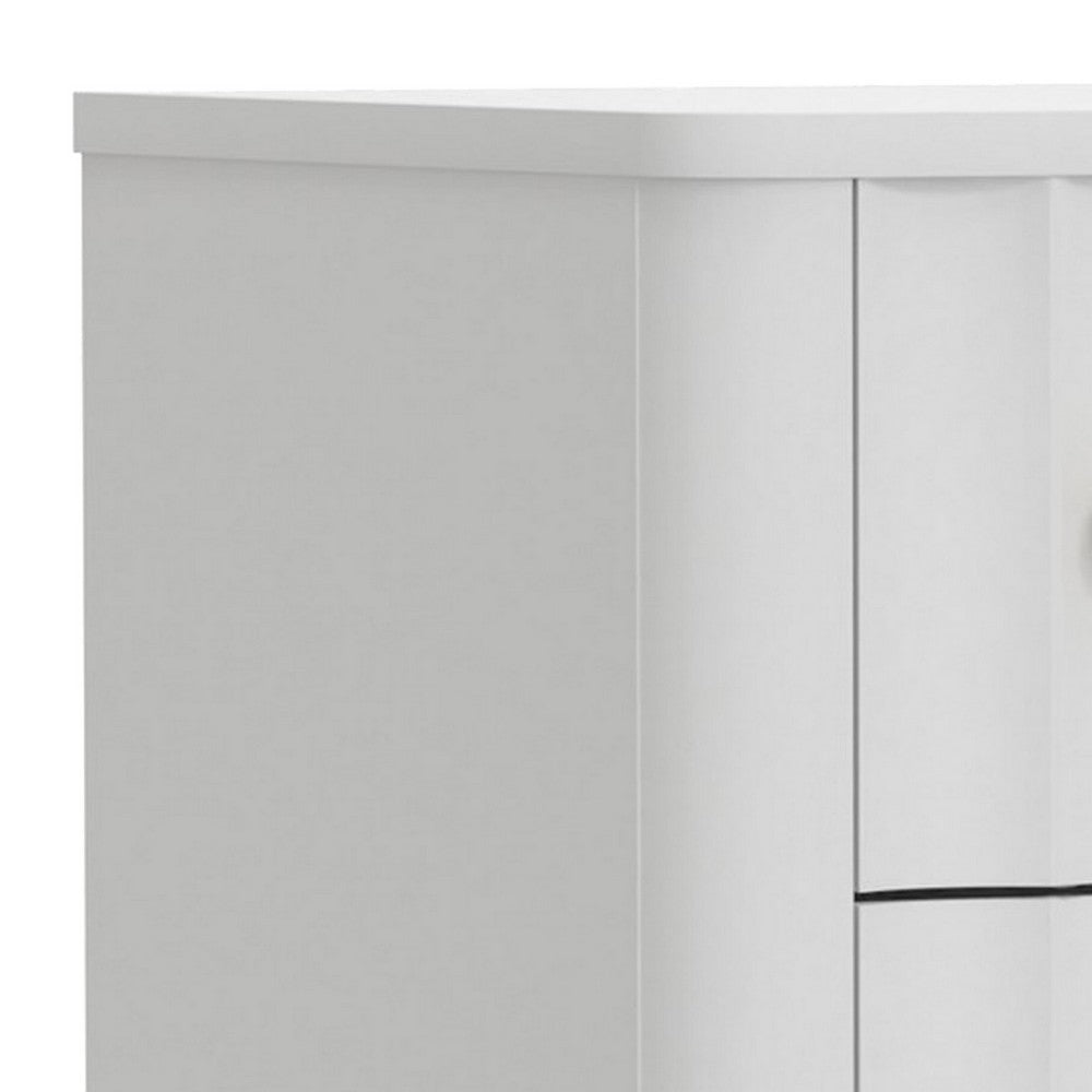 Aya 34" Small 3 Drawer Dresser, Scalloped Front, White Wood by Casagear Home