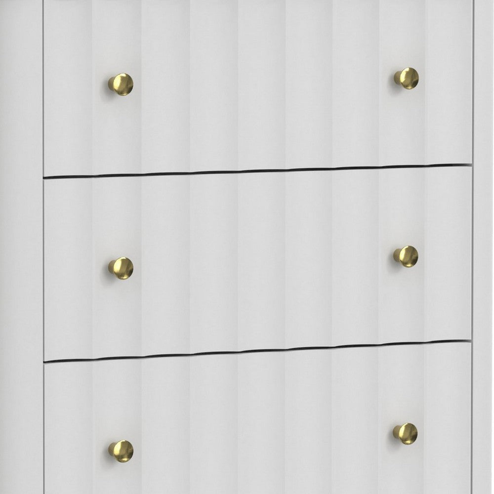 Aya 34" Small 3 Drawer Dresser, Scalloped Front, White Wood by Casagear Home