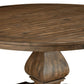 60 Inch Round Dining Table Carved Pedestal Base Reclaimed Walnut Brown By Casagear Home BM299469