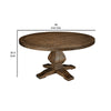 60 Inch Round Dining Table Carved Pedestal Base Reclaimed Walnut Brown By Casagear Home BM299469