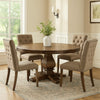 60 Inch Round Dining Table, Carved Pedestal Base, Reclaimed Walnut Brown By Casagear Home