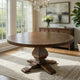60 Inch Round Dining Table, Carved Pedestal Base, Reclaimed Walnut Brown By Casagear Home