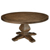 60 Inch Round Dining Table, Carved Pedestal Base, Reclaimed Walnut Brown By Casagear Home