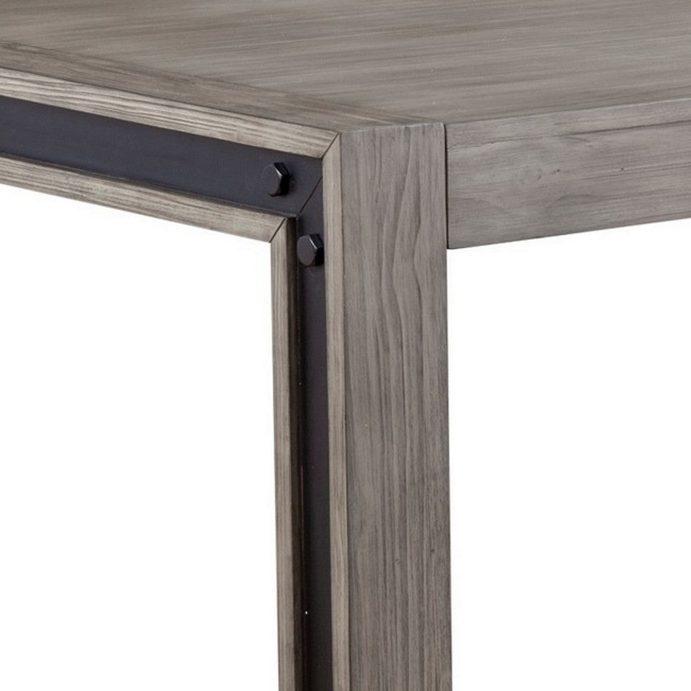 Ebb 72" Dining Table, Faux Metal Inset, Handcrafted, Gray by Casagear Home