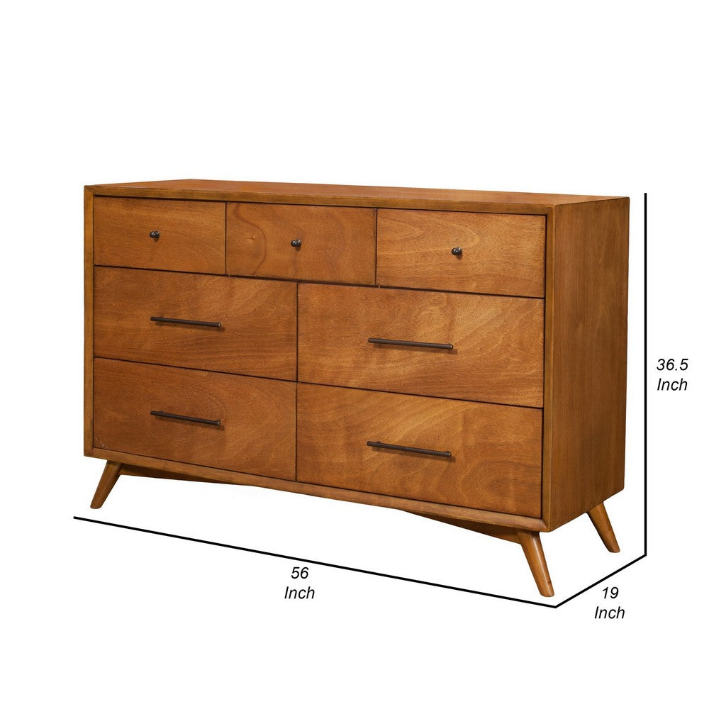 Ian 56" Wide Dresser, Felt Lining, Metal Hardware, Brown by Casagear Home