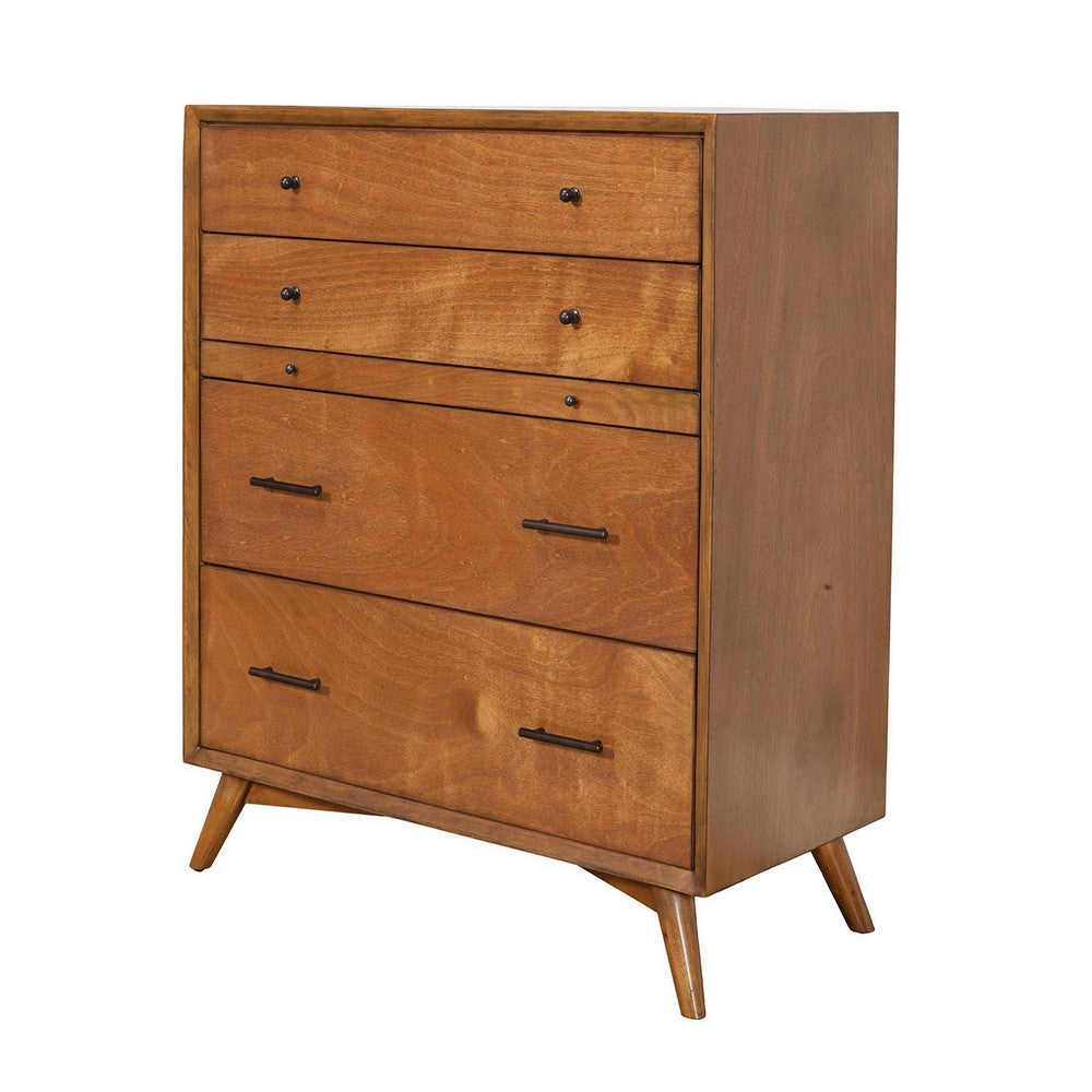 Ian 43" 4 Drawer Tall Dresser Chest, Acorn Brown Wood by Casagear Home