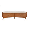 Ian 59" Storage Bench, Padded, Beige Fabric, Acorn Brown by Casagear Home