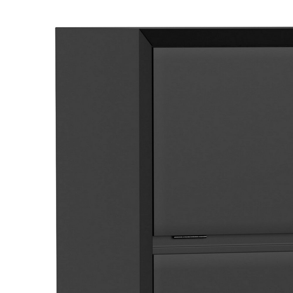 Ian 51" Large Bar Cabinet, Drop Tray, Flared Legs, Black Wood by Casagear Home