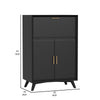 Ian 51" Large Bar Cabinet, Drop Tray, Flared Legs, Black Wood by Casagear Home