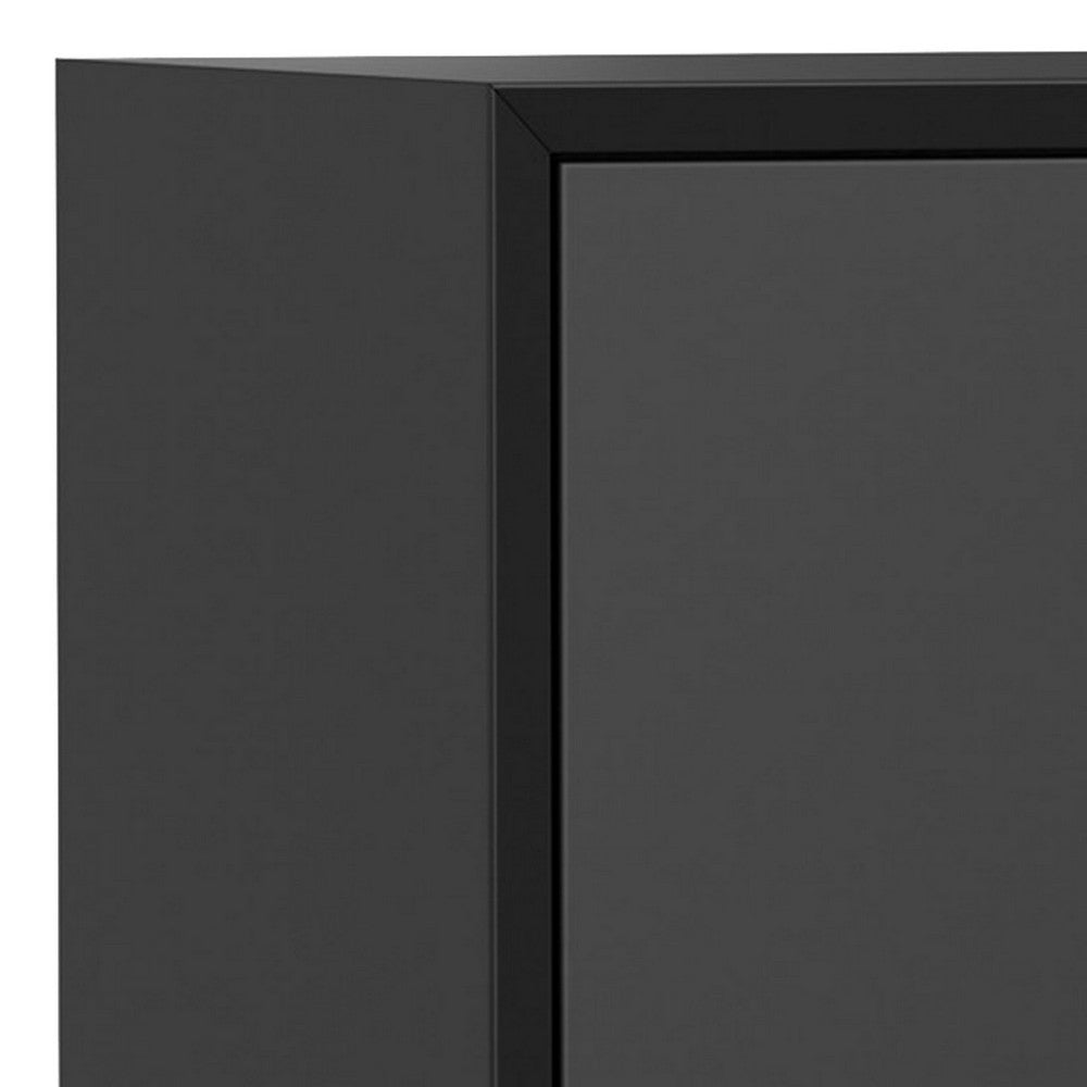 Ian 36" Small Bar Cabinet, 2 Doors, Flared Legs, Black Wood by Casagear Home