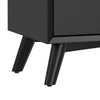 Ian 36" Small Bar Cabinet, 2 Doors, Flared Legs, Black Wood by Casagear Home