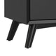 Ian 36" Small Bar Cabinet, 2 Doors, Flared Legs, Black Wood by Casagear Home