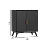 Ian 36" Small Bar Cabinet, 2 Doors, Flared Legs, Black Wood by Casagear Home