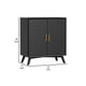 Ian 36" Small Bar Cabinet, 2 Doors, Flared Legs, Black Wood by Casagear Home