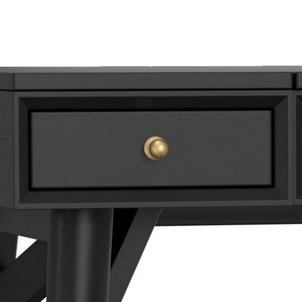 Ian 36" Bedroom Vanity, 2 Drawers, Flip Top Mirror, Black by Casagear Home