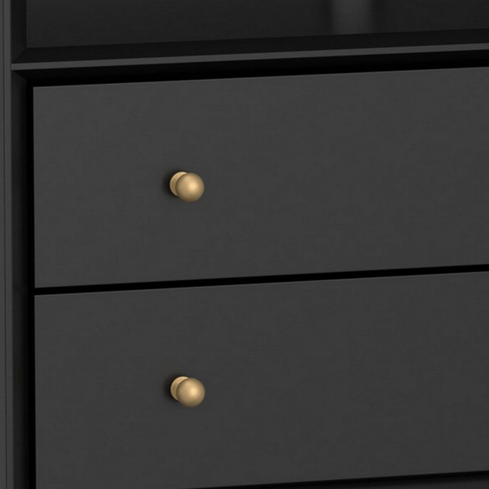 Ian 28" Wide 2 Drawer Nightstand, Angled Legs, Jet Black by Casagear Home