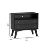 Ian 28" Wide 2 Drawer Nightstand, Angled Legs, Jet Black by Casagear Home