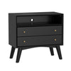 Ian 28" Wide 2 Drawer Nightstand, Angled Legs, Jet Black by Casagear Home