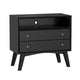 Ian 28" Wide 2 Drawer Nightstand, Angled Legs, Jet Black by Casagear Home