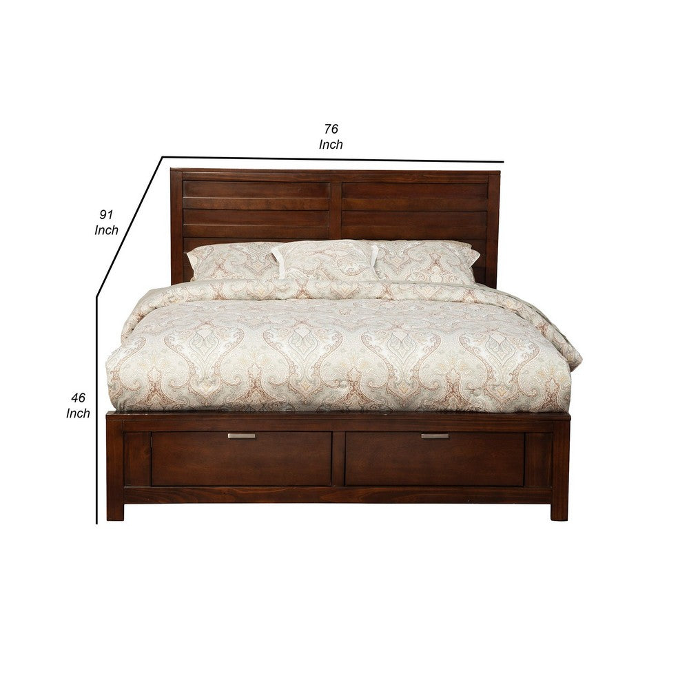 California King Bed, Panel Headboard, Cappuccino Brown by Casagear Home