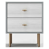 Dap 24" 2 Drawer Nightstand, Satin Gold Handles, White, Gray by Casagear Home