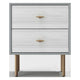 Dap 24" 2 Drawer Nightstand, Satin Gold Handles, White, Gray by Casagear Home