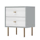Dap 24" 2 Drawer Nightstand, Satin Gold Handles, White, Gray by Casagear Home