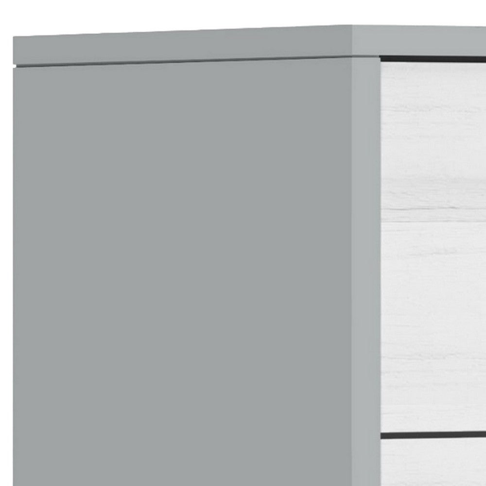 Dap 24" 2 Drawer Nightstand, Satin Gold Handles, White, Gray by Casagear Home