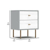 Dap 24" 2 Drawer Nightstand, Satin Gold Handles, White, Gray by Casagear Home