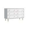 Dap 56" 6 Drawer Dresser, Satin Gold Handles, White, Gray by Casagear Home