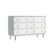Dap 56" 6 Drawer Dresser, Satin Gold Handles, White, Gray by Casagear Home