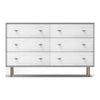 Dap 56" 6 Drawer Dresser, Satin Gold Handles, White, Gray by Casagear Home