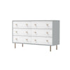 Dap 56" 6 Drawer Dresser, Satin Gold Handles, White, Gray by Casagear Home