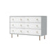 Dap 56" 6 Drawer Dresser, Satin Gold Handles, White, Gray by Casagear Home