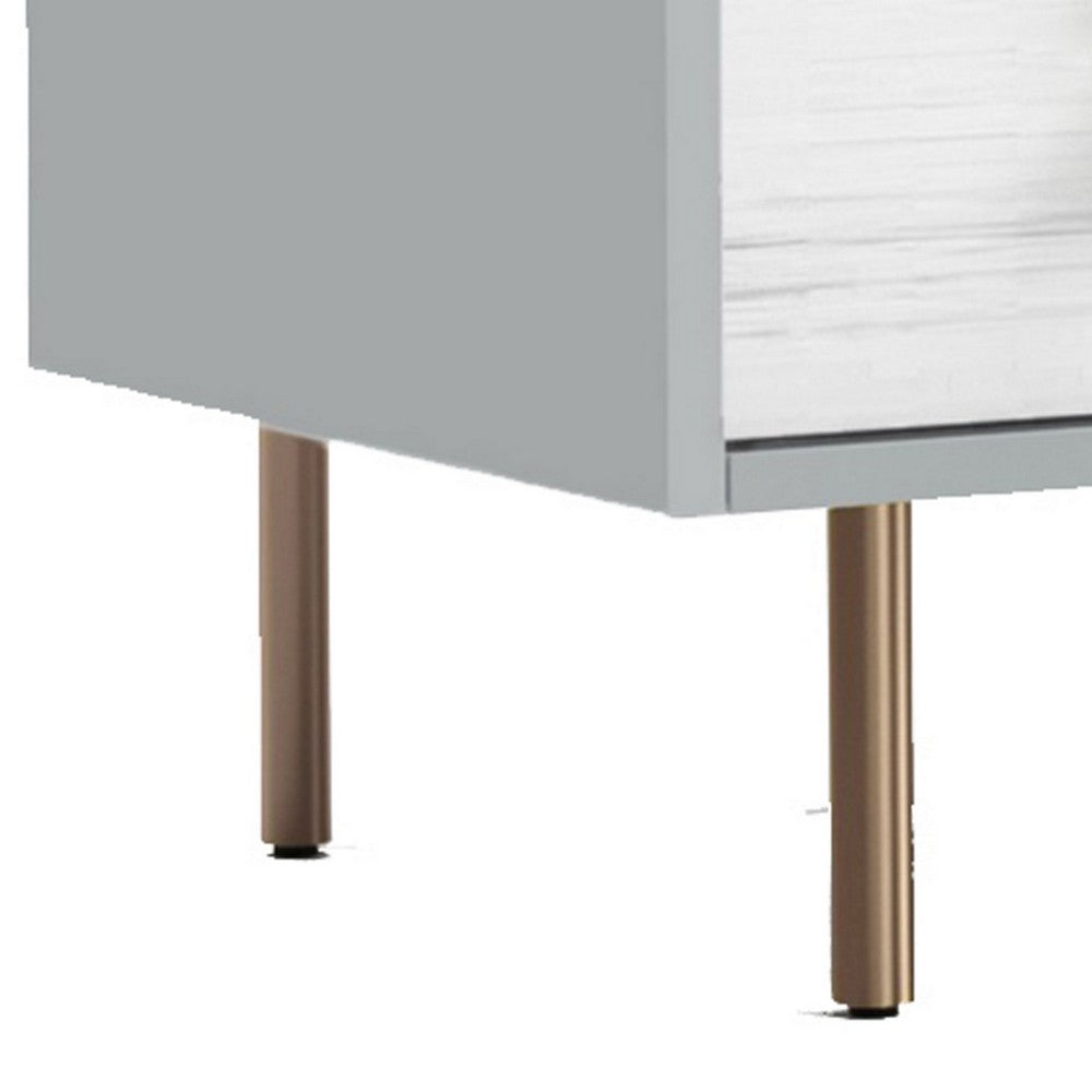 Dap 56" 6 Drawer Dresser, Satin Gold Handles, White, Gray by Casagear Home