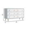 Dap 56" 6 Drawer Dresser, Satin Gold Handles, White, Gray by Casagear Home