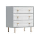 Dap 35" Small 3 Drawer Chest, Satin Gold Handles, White Gray by Casagear Home