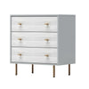 Dap 35" Small 3 Drawer Chest, Satin Gold Handles, White Gray by Casagear Home