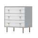 Dap 35" Small 3 Drawer Chest, Satin Gold Handles, White Gray by Casagear Home