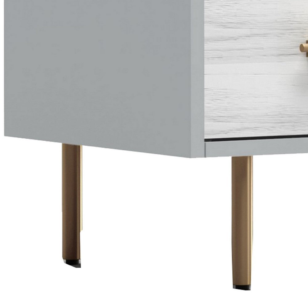 Dap 35" Small 3 Drawer Chest, Satin Gold Handles, White Gray by Casagear Home