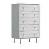 Dap 49" 5 Drawer Tall Dresser Chest, Gray, White, and Gold by Casagear Home