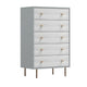 Dap 49" 5 Drawer Tall Dresser Chest, Gray, White, and Gold by Casagear Home