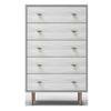 Dap 49" 5 Drawer Tall Dresser Chest, Gray, White, and Gold by Casagear Home