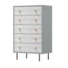 Dap 49" 5 Drawer Tall Dresser Chest, Gray, White, and Gold by Casagear Home