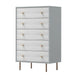 Dap 49" 5 Drawer Tall Dresser Chest, Gray, White, and Gold by Casagear Home