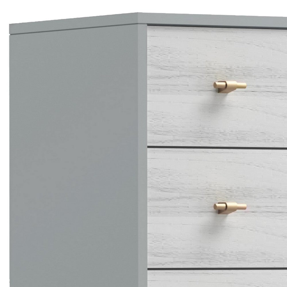 Dap 49" 5 Drawer Tall Dresser Chest, Gray, White, and Gold by Casagear Home