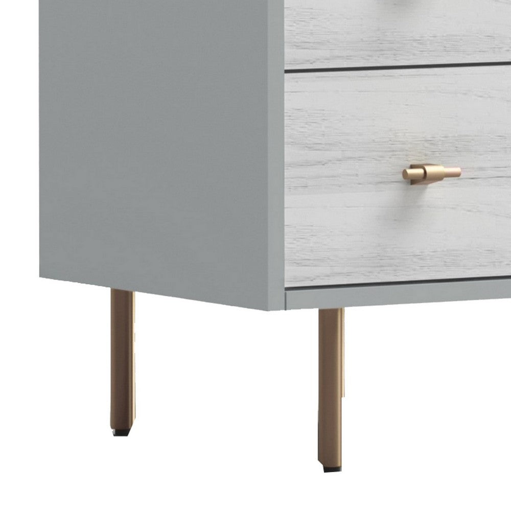 Dap 49" 5 Drawer Tall Dresser Chest, Gray, White, and Gold by Casagear Home