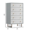 Dap 49" 5 Drawer Tall Dresser Chest, Gray, White, and Gold by Casagear Home